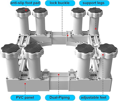 Miniatura 6 de QIUTAHOSO Mini soporte para nevera, pedestal de lavadora, altura de 7 a 8.2 pulgadas, soporte ajustable para lavadora y secadora con 8 pies fuertes,