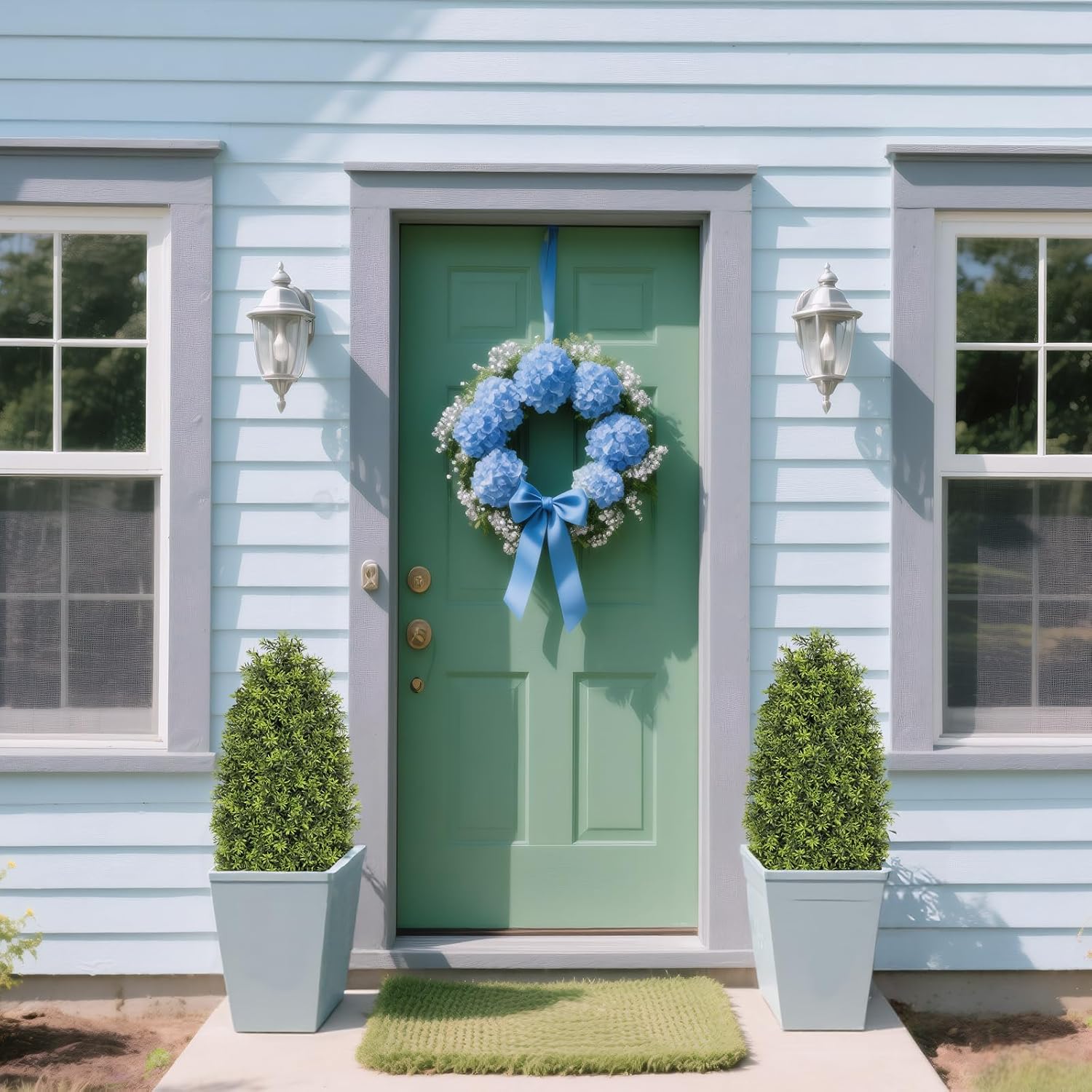 THE BLOOM TIMES 3ft Artificial Boxwood Topiary Trees (Set of 2) - UV Resistant Faux Plants for Outdoor, Realistic 36in Fake Evergreen Bushes and Shrubs for Front Porch, Planter, Patio Decor