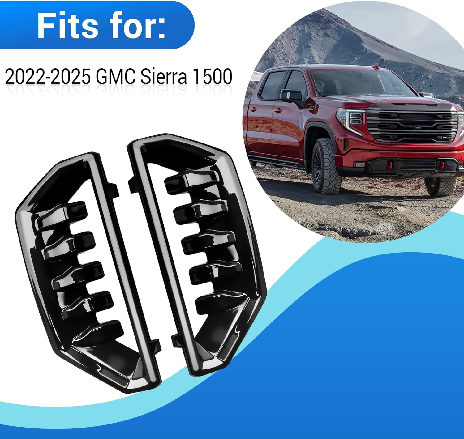 Bumper Grille Cover Air Duct Fits for 2022-2025 GMC Sierra 1500 84869628 84869627 (Left and Right Side)