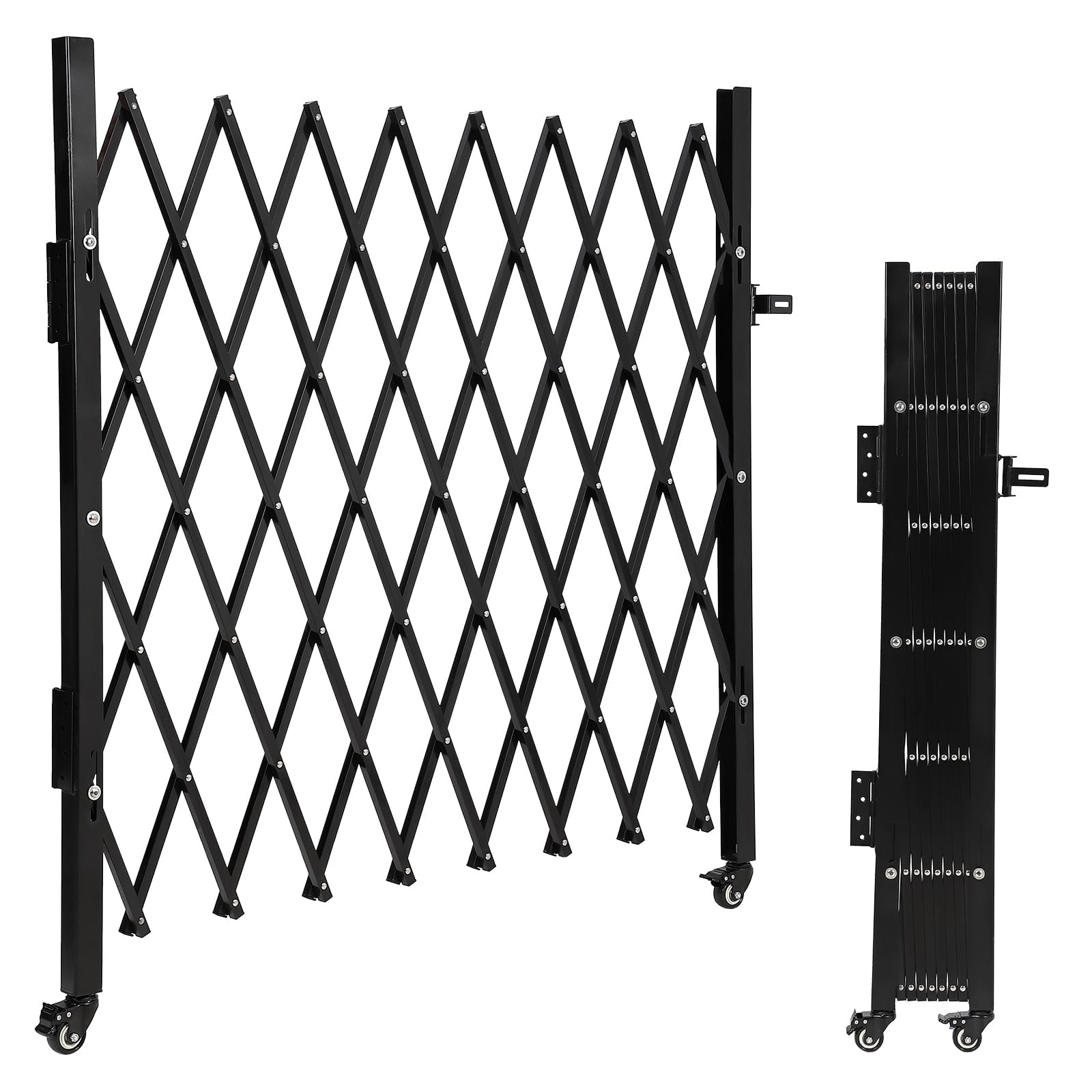 GarveeHome 1.9x1.3m Expandable Steel Scissor Security Barrier Gate w/Wheel