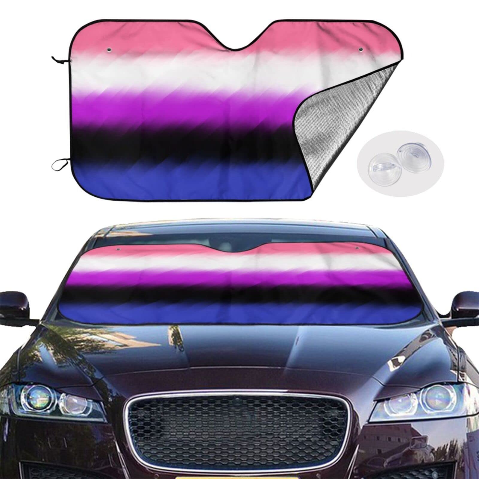 Genderfluid Pride Flag Car Sunshade Cover Automobile Windshield Foldable Sun Visor Apply for Van Truck Trailer
