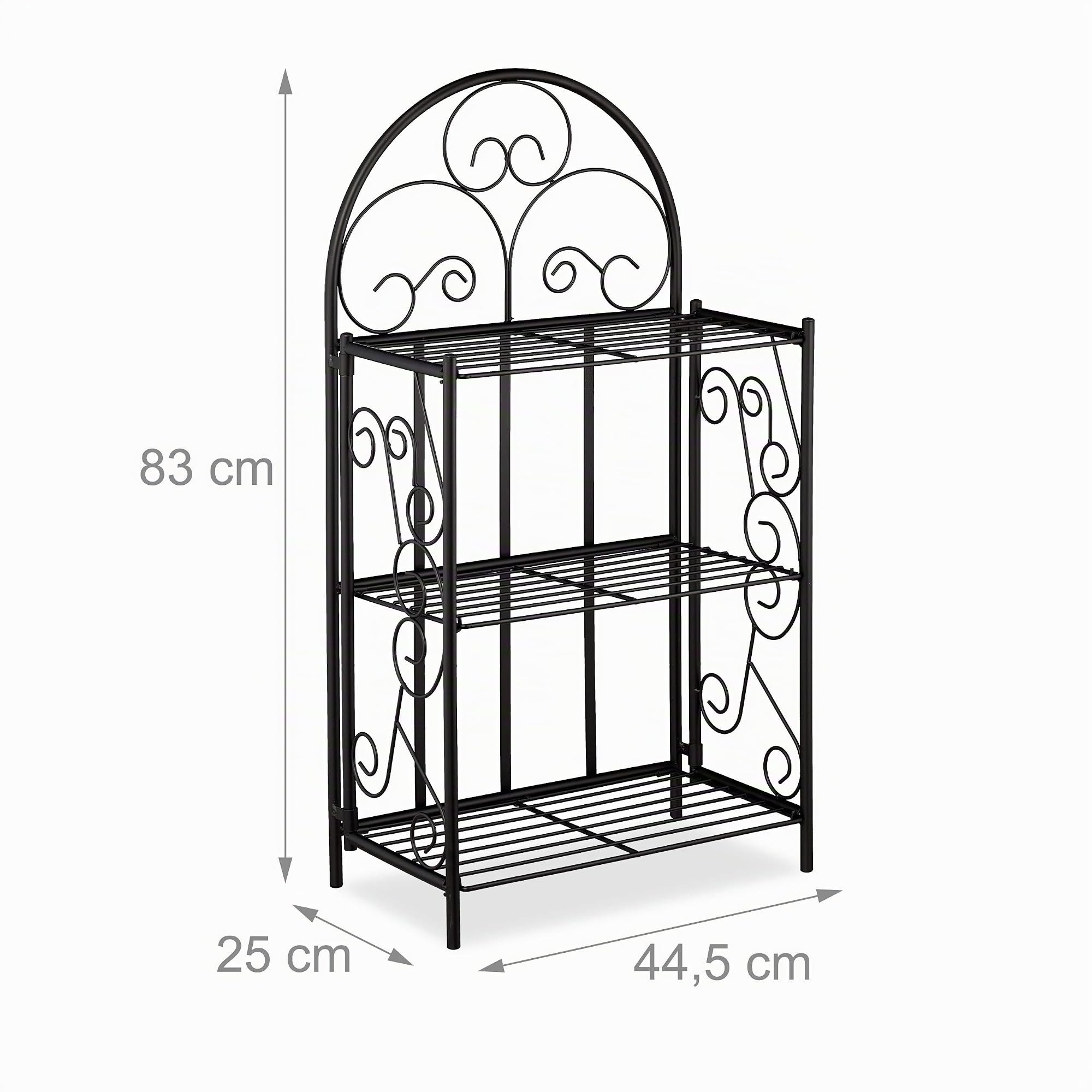 Relaxdays étagère extérieure Jardin, Pliable, 3 Niveaux, Balcon, Jardin & intérieur, métal, HLP 83 x 44,5 x 25 cm, Noir