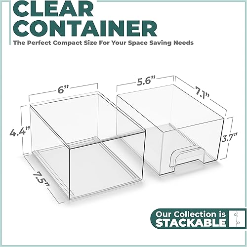 Miniatura 3 de Sorbus Contenedores de almacenamiento de acrílico, paquete de 4, juego de contenedores de almacenamiento apilables para organización del baño,