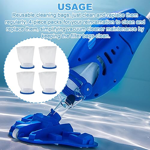 Miniatura 7 de Bolsa de filtro reutilizable para aspiradora de piscina Pool-Blaster Water Tech Max y Catfish Ultra Pool Aspiradora de arena y limo (4 unidades)