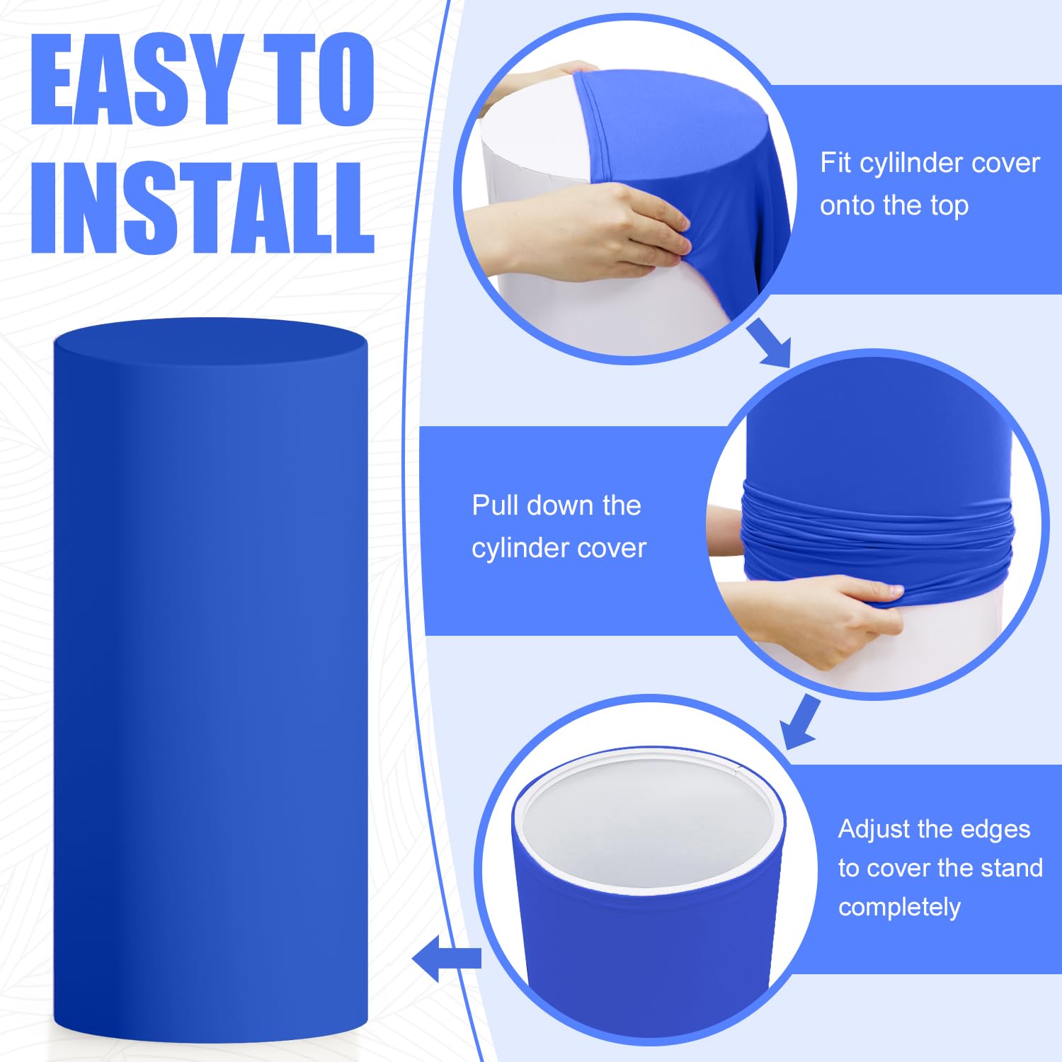 ROMANKAS Royal Blue Spandex Cylinder Covers - Set Of 5 Stretchy Pedestal Stand Covers For Party Decor - View #9