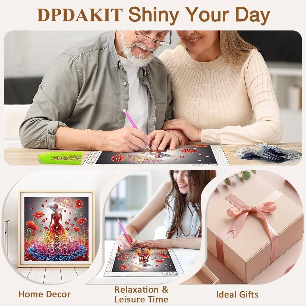 DPDAKIT Woman Special Shape Diamond Art Painting Kits for Adults, 12x12In image 3