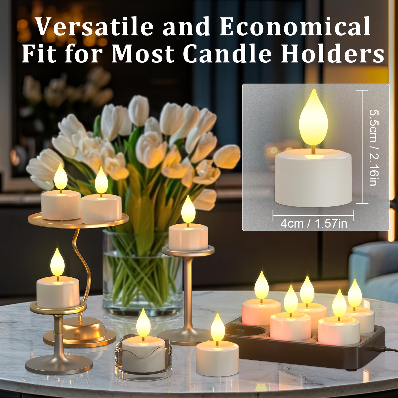 Lot De 6 Bougies Chauffe-Plat Solaires LED Étanchées - Flamme Vacillante Sans Risque - Décoration Jardin & Romantique