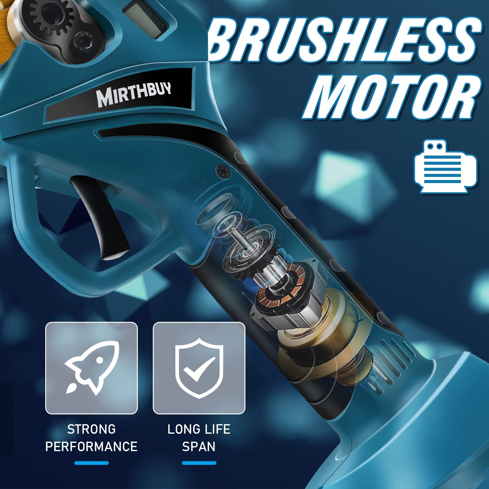 Accu elektrische snoeischaar, takkenschaar, compatibel met Makita, 45 mm snijdiameter veiligheidsschakelaar, 21 V borstelloze takkenschaar, boomschaar, zonder accu en oplader