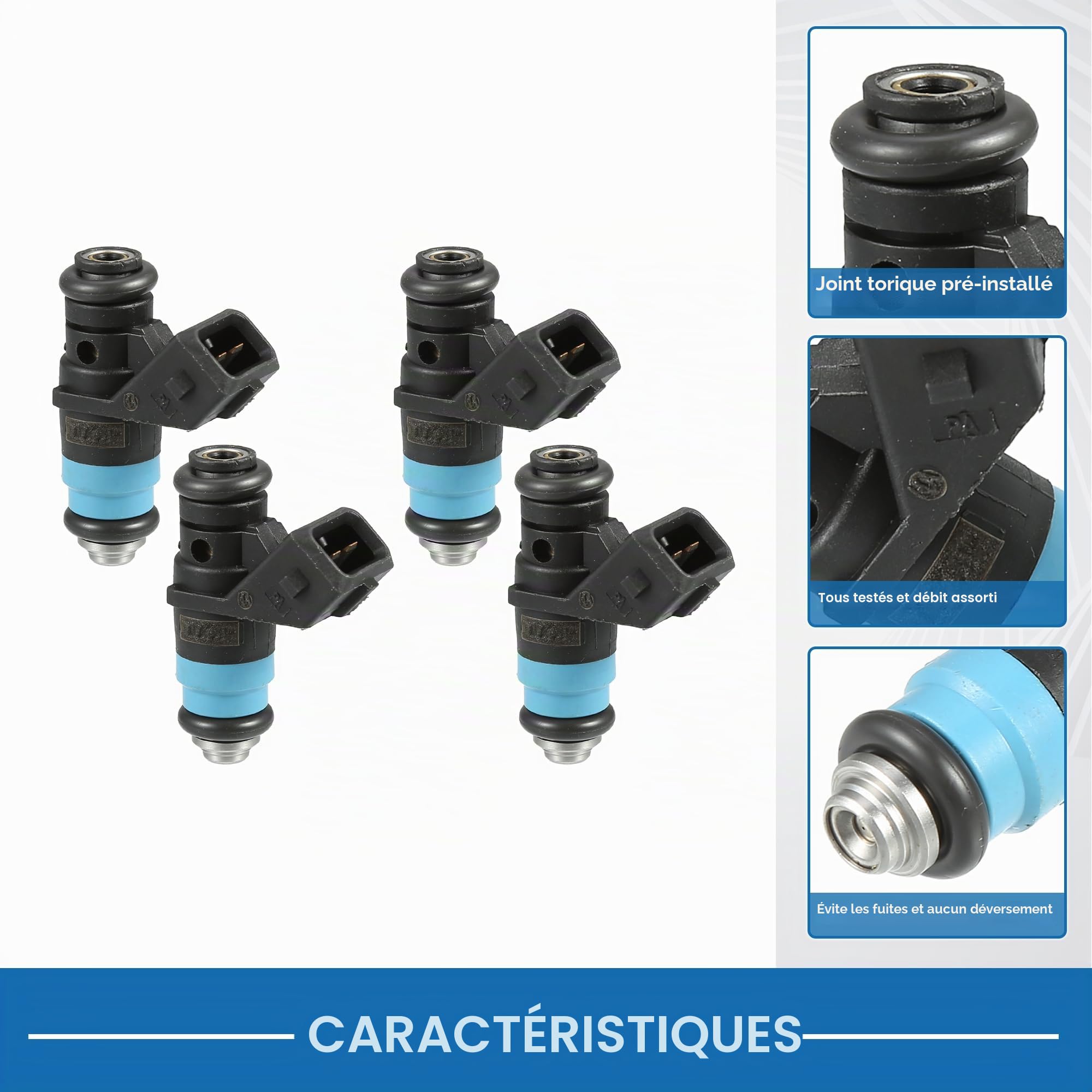 A ABSOPRO Injecteur De Carburant 8200139674 Pour Renault Clio 1.4L 4 Pièces