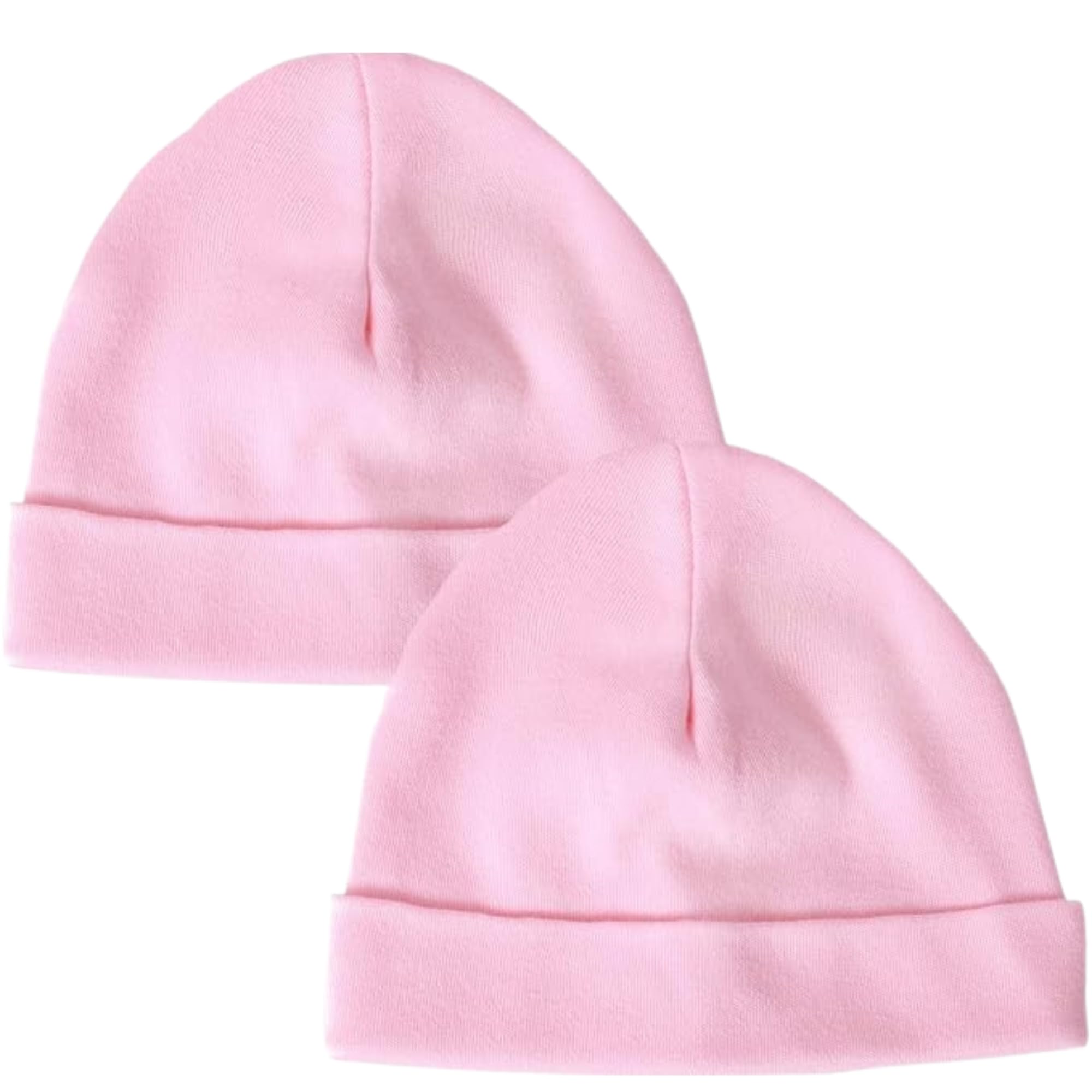 Baban Baby Men's Pink Baby Hats Newborn - 2 Pack Of Cotton Baby Hats To Fit Newborn To 0-3 Months, Boys Or Girls - Made In Britain