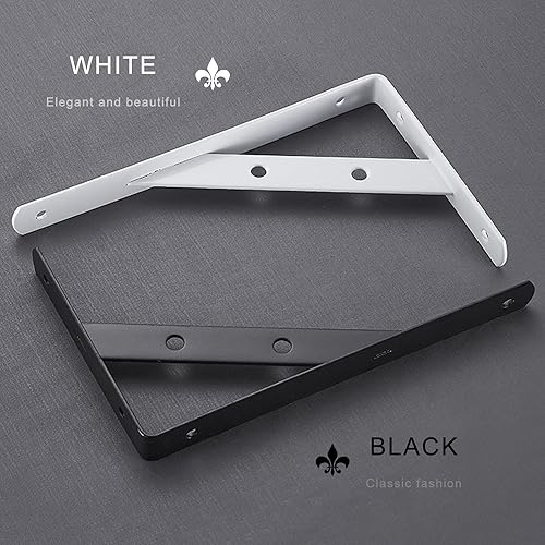 Miniatura 6 de Soportes para estantes (5.9 in, 7.9 in, 9.8 in, 11.8 in), diseño de triángulo de metal, 2 unidades, color blanco