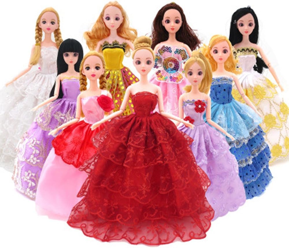 10PC/Set Barbie Dress Up Clothes Lot Cheap Doll Accessories
