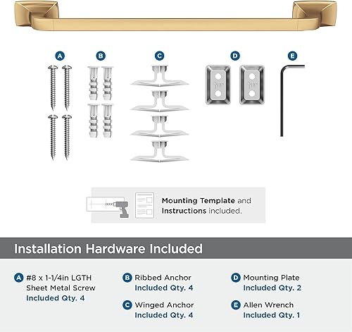 Vista 120 de Amerock BH36012BBZ - Toallero dorado champán Accesorio de baño Highland Ridge 7-7/16 pulgadas (7.441 in) de longitud Toallero de mano