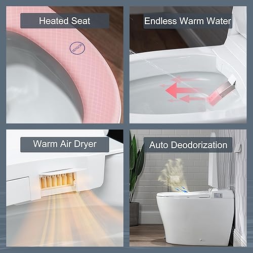 Miniatura 4 de Casta Diva Inodoro inteligente con tapa de apertura y cierre automático, asiento calentado, bidé de agua caliente, pantalla digital para control de