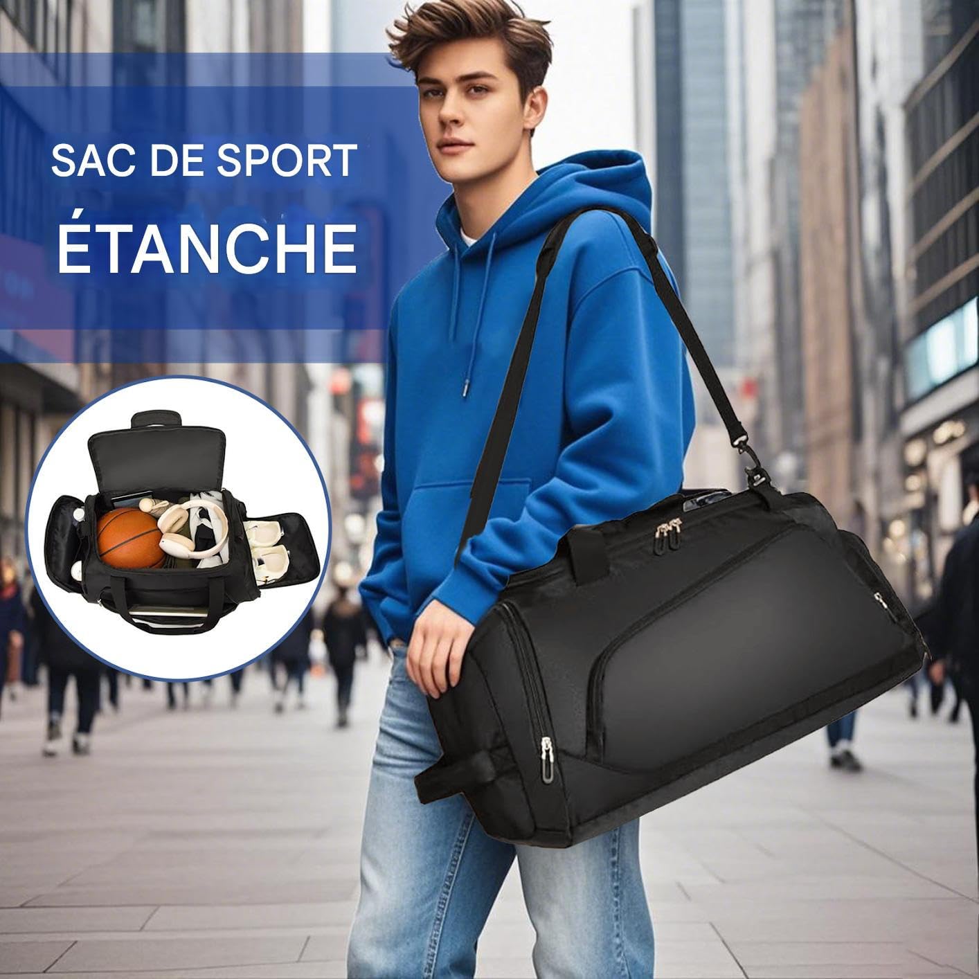 Borsa Sportiva Impermeabile,Grande Borsa Sportiva - Grande Capacità Scomparto Scarpe Sport da Combattimento Nuoto