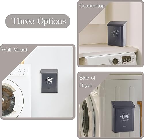 Miniatura 5 de PERFNIQUE Contenedor magnético de pelusa para cuarto de servicio con cepillo para pelusas, soporte de pelusa montado en la pared con tapa para