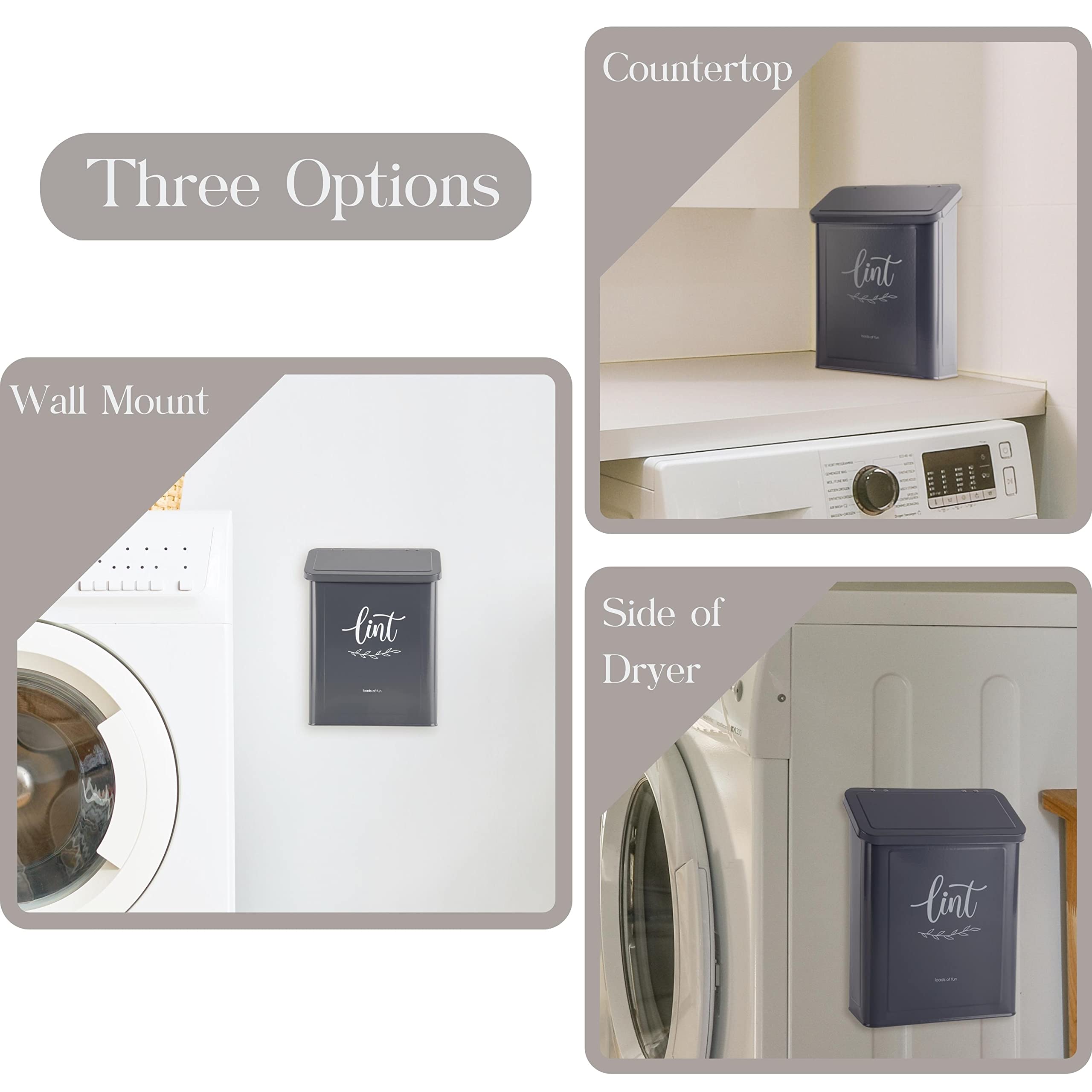 PERFNIQUE Lint Bin for Laundry Room with Lint Brush, Wall