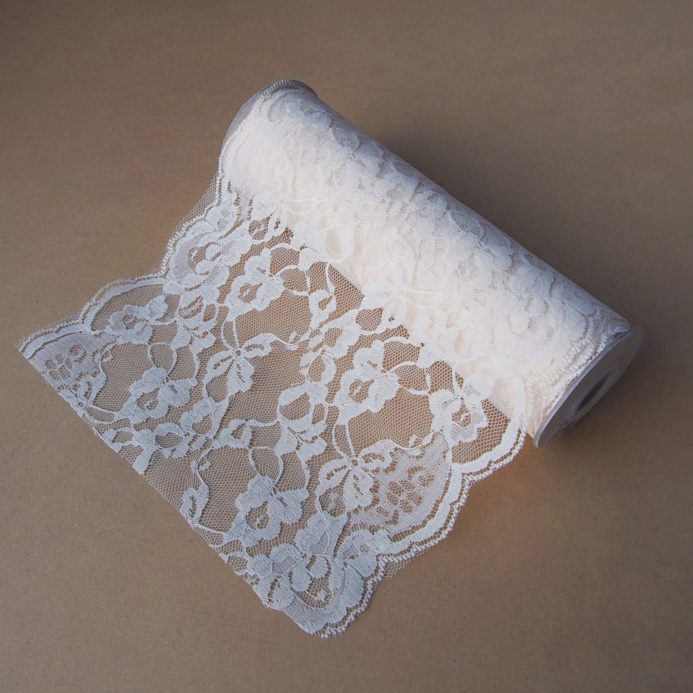Ivory Lace Ribbon Floral Trim Patterned, 14-inch, 10 Yards