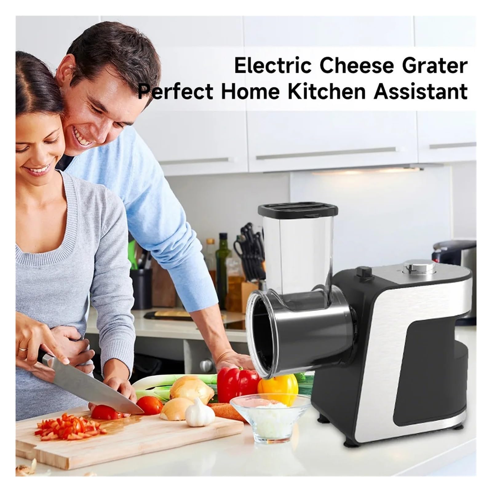 Elektrischer 5-in-1-Gemüseschneider For Die Küche Mit 500 W – Edelstahlhobel, Zerkleinerer/Reibe For Käse, Karotten, Kartoffeln Effiziente Segmentierung