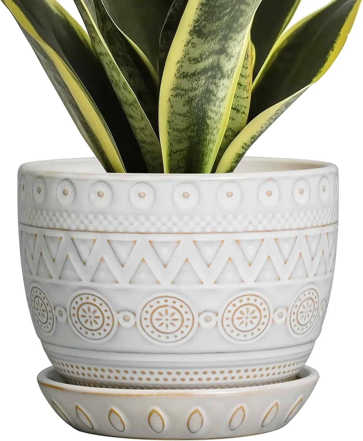 G EPGardening Ceramic Planters for Indoor Plants - 5 Inch Plant Pot for Outdoor Plants Succulent Planter with Drainage Hole and Saucer Flower Pot for Room Decor White 5.5 Inch Triangle White