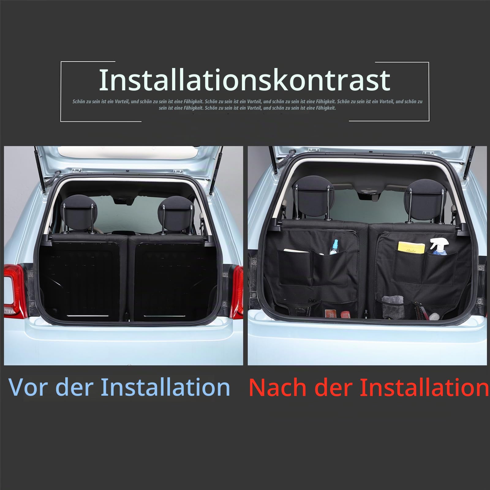 PIUGILH Kofferraum Organizer Geeignet für Fiat 500 2016-2024,Rücksitz Hänge Kofferraumtasche Aufbewahrungsbox,Kofferraum Auto Aufbewahrungstasche,Autozubehör Innenraum
