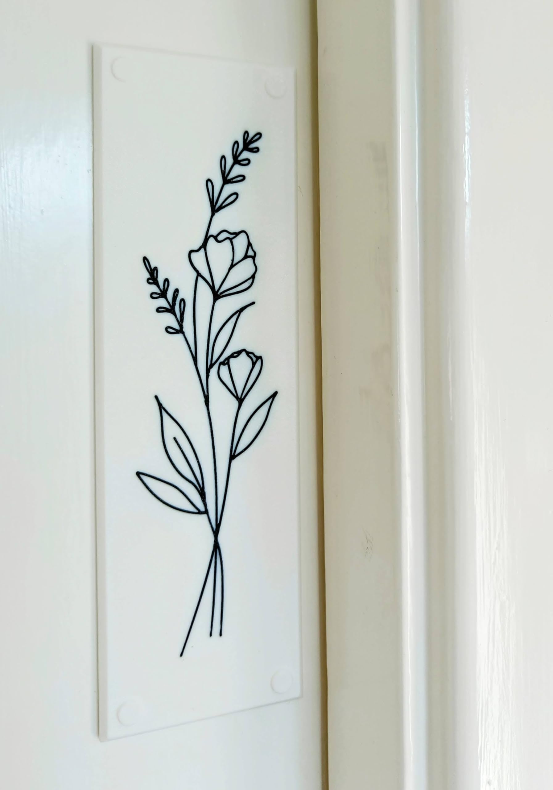 BDC Jewellery Door Finger Push Plates for Internal Doors, Butterfly, Bee or Floral Design. (B+W-Flower)