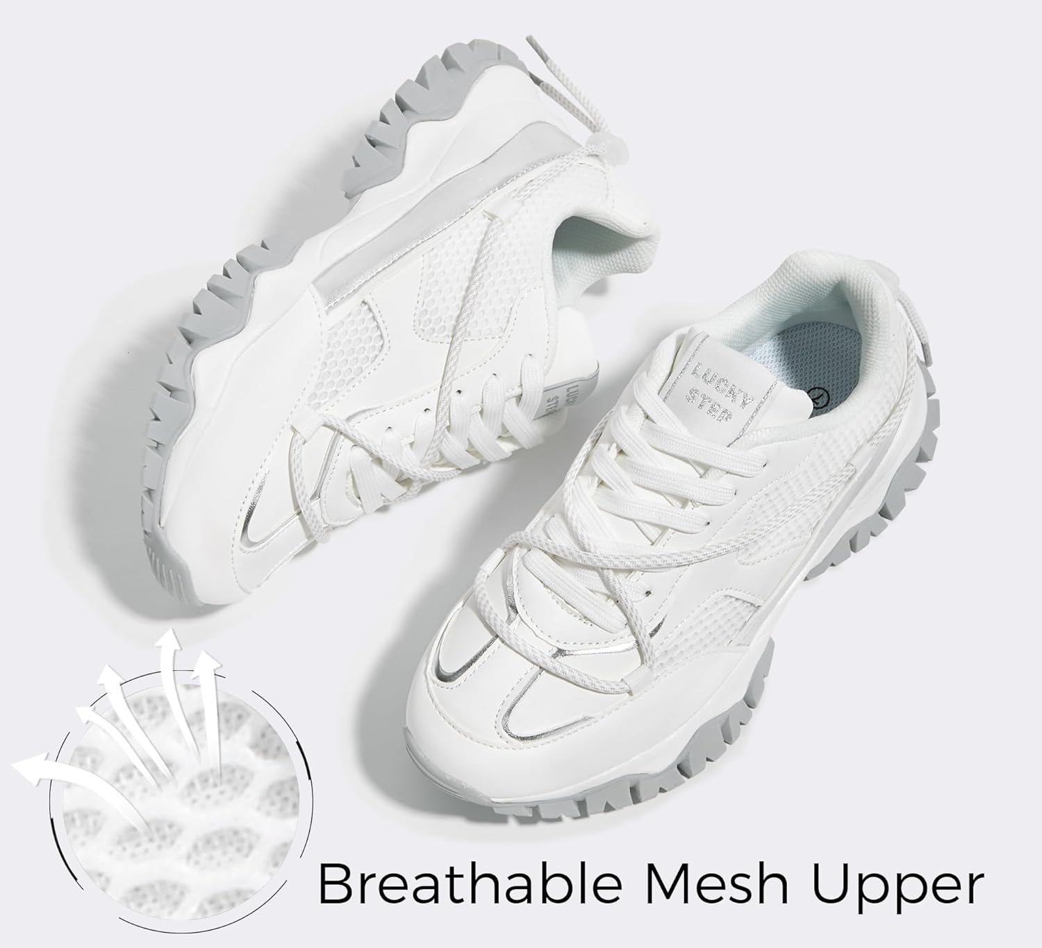 LUCKY STEP Women's Platform Colorful Fashion Sneakers Tennis Retro Colorblock Adjustable Lace Lifestyle Stylish Cute Chunky Dad Casual Walking Shoes - Image 4