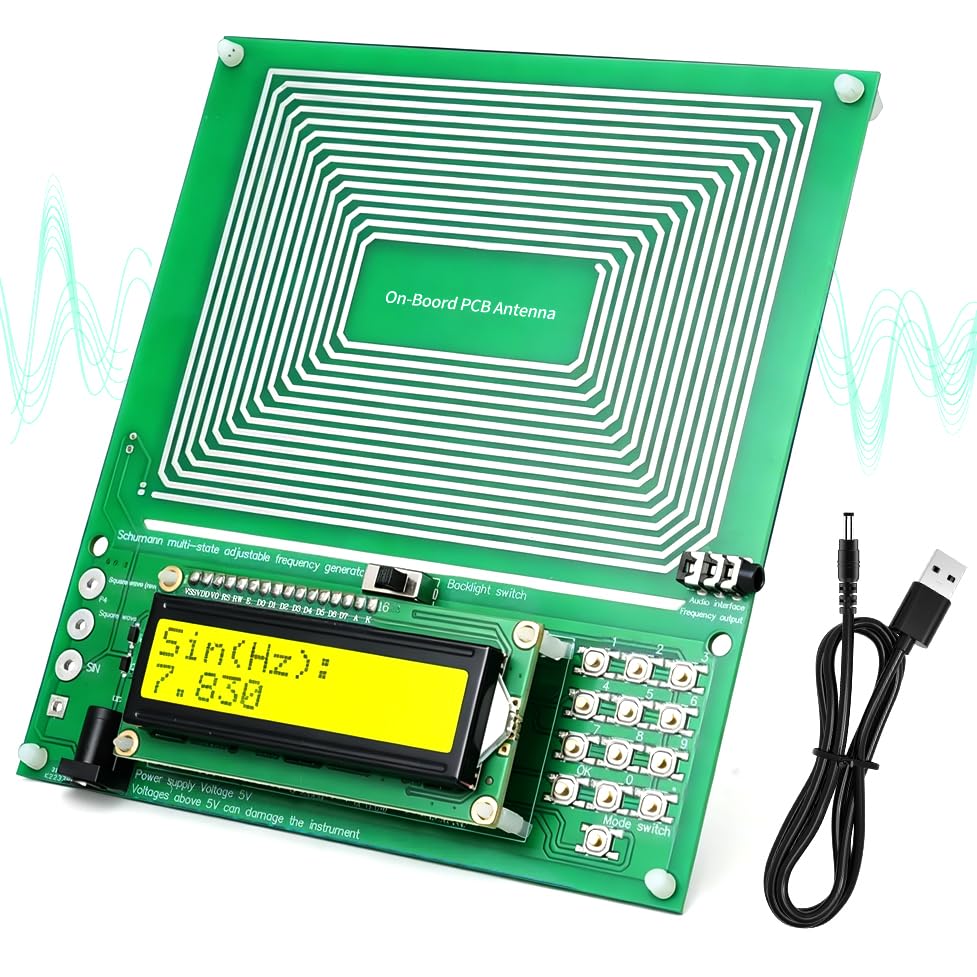 7,83 Hz Schumann Frequenz Generator, Einstellbare Frequenz 0,001 Hz bis 200 kHz, Frequenzgenerator Gerät mit LCD Display & USB, Tragbarer Resonanzgenerator für Schlafzimmer & Büro