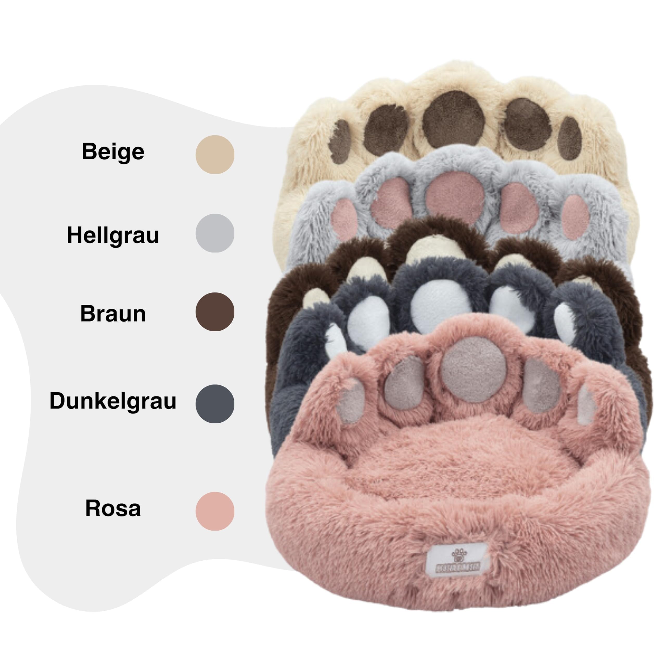 pfoten&nasen® Bärenpfote Hundebett & Katzenbett [Rosa, XS-55cm] – Flauschiges Donut Katzenkörbchen Waschbar, Rund & Weich – Beruhigendes Kuschelbett für Kleine Hunde, Welpen & Katzen