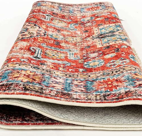 Miniatura 6 de Alfa Rich Alfombra ultrafina (0.25 pulgadas), 3 x 5, color rojo claro, lavable, antideslizante, para sala de estar, dormitorio, alfombra