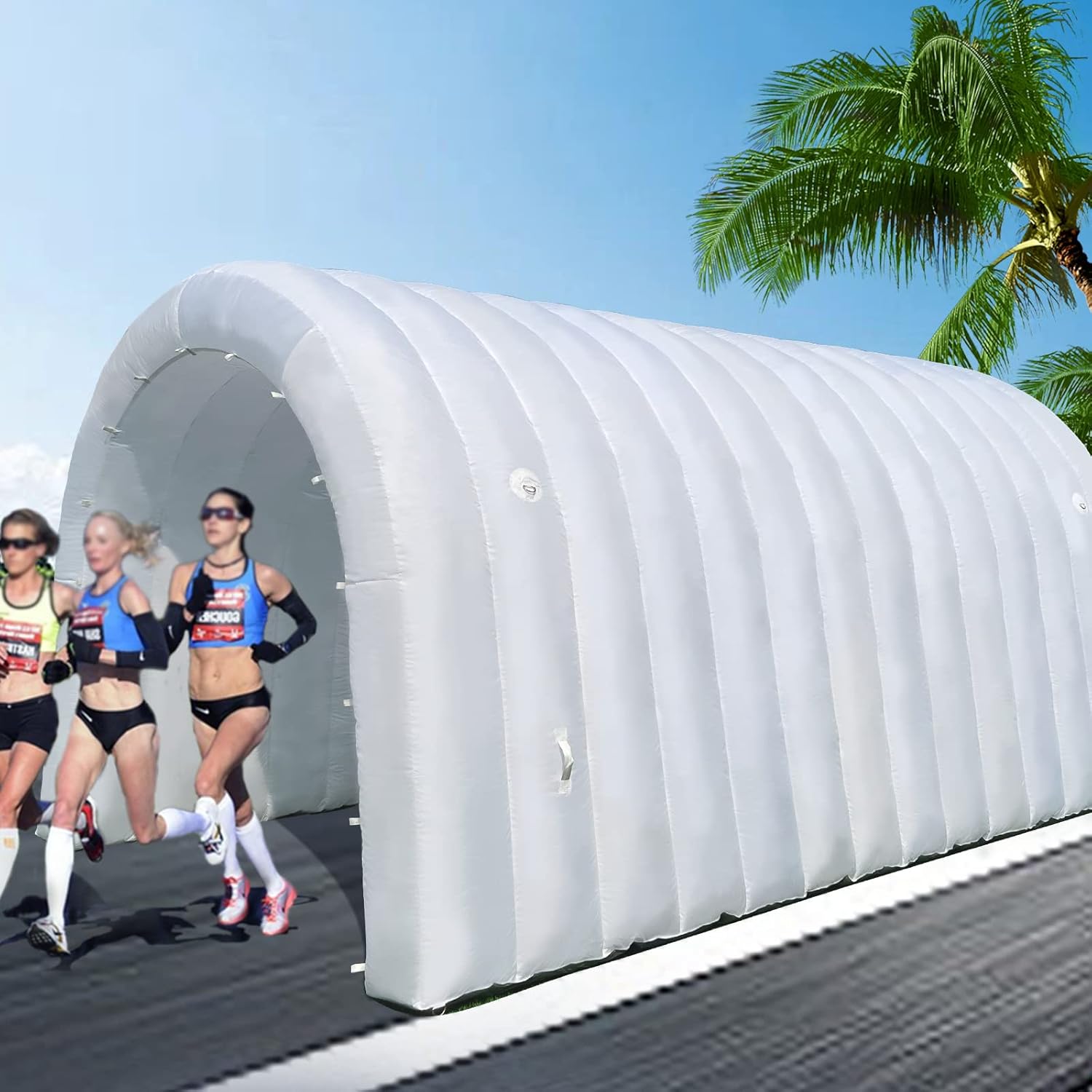 OZIS Inflatable Tunnel Sports Tunnel Entrance with Installed Blower Inflatable Tunnel Tent for Business Advertising Event Exhibition Promotion,Street,Shop,Supermarket,School(White, 16x10x10ft) White 16x10x10Ft