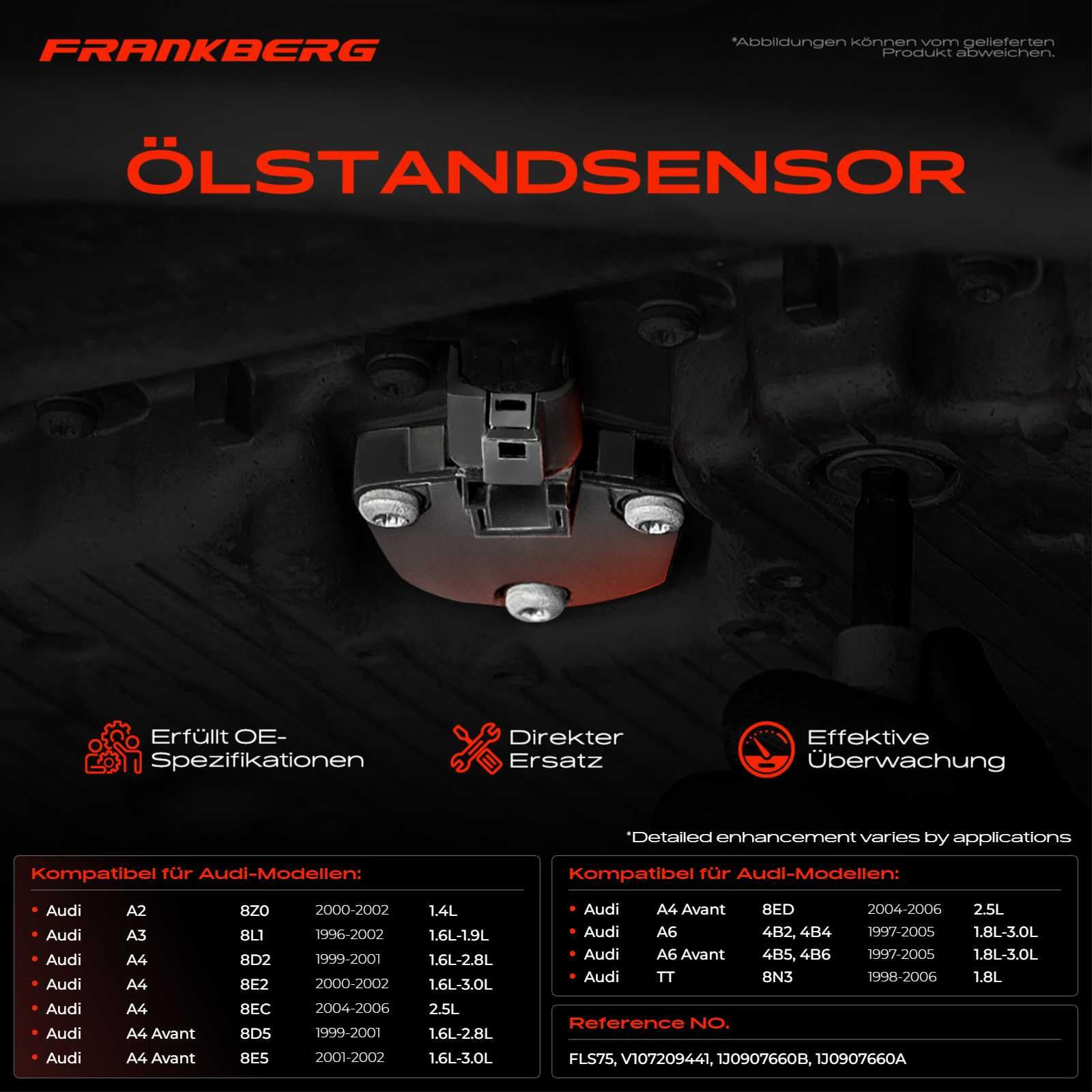 Frankberg Ölstandsensor Kompatibel mit Golf IV 1J1 1.4L-2.8L 1997-2005 Golf IV Variant 1J5 1.4L-2.8L A4 8D2 B5 1.6L-2.8L Passa.t 3B2 1.6L-2.8L 1996-2000 Replace# 1J0907660B