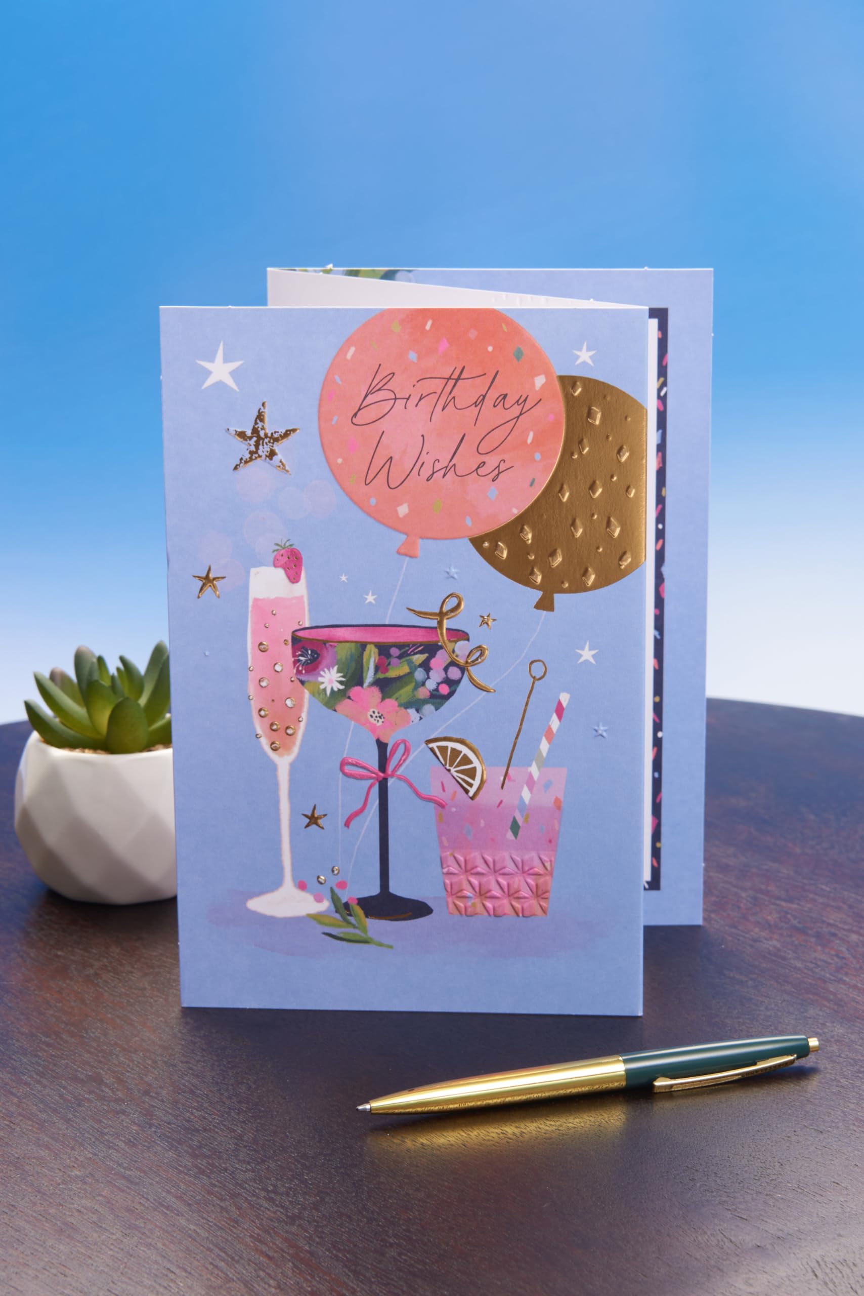 UK Greetings 100th Birthday Card For Her - Pink Flower Design With Envelope 143x216 Mm