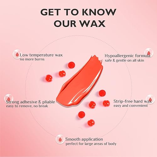 Miniatura 4 de Kit de depilación para depilación gruesa kit de calentador de cera dura hipoalergénico para pieles sensibles depilación brasileña cejas brazos