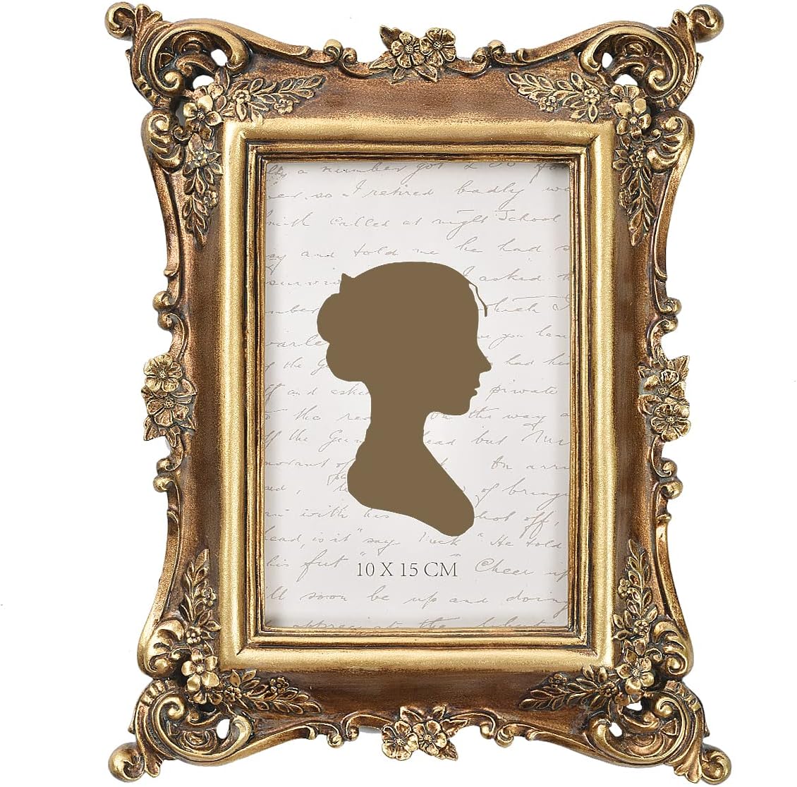 Sunlit Vintage Picture Frame 4x6 Inch, Luxury Antique Photo Frames with Glass Front, Photo Display, Tabletop Wall Hanging, Gift Ideas, Bronze Gold