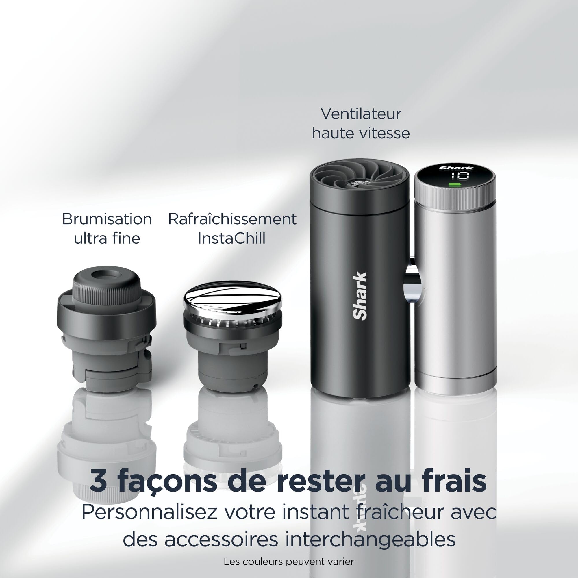 Shark ChillPill Système de ventilateur à grande vitesse, de brume ultra-fine et InstaChill 3-en-1, comprend 3 accessoires de rafraîchissement, design adapté aux voyages, Marron glacé FA022EUBR