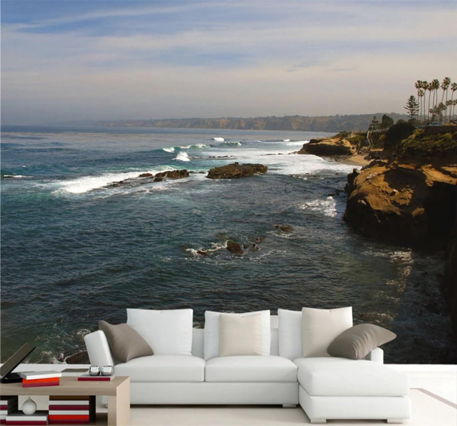 Xlming 300Cm×210Cm(B×H) Large Three Dimensional Ocean Seascape Landscape 3D Wallpaper Luxury Home Dining Decor Paste Sofa Living Room The Wall For Bedroom Mural-300Cm×210Cm