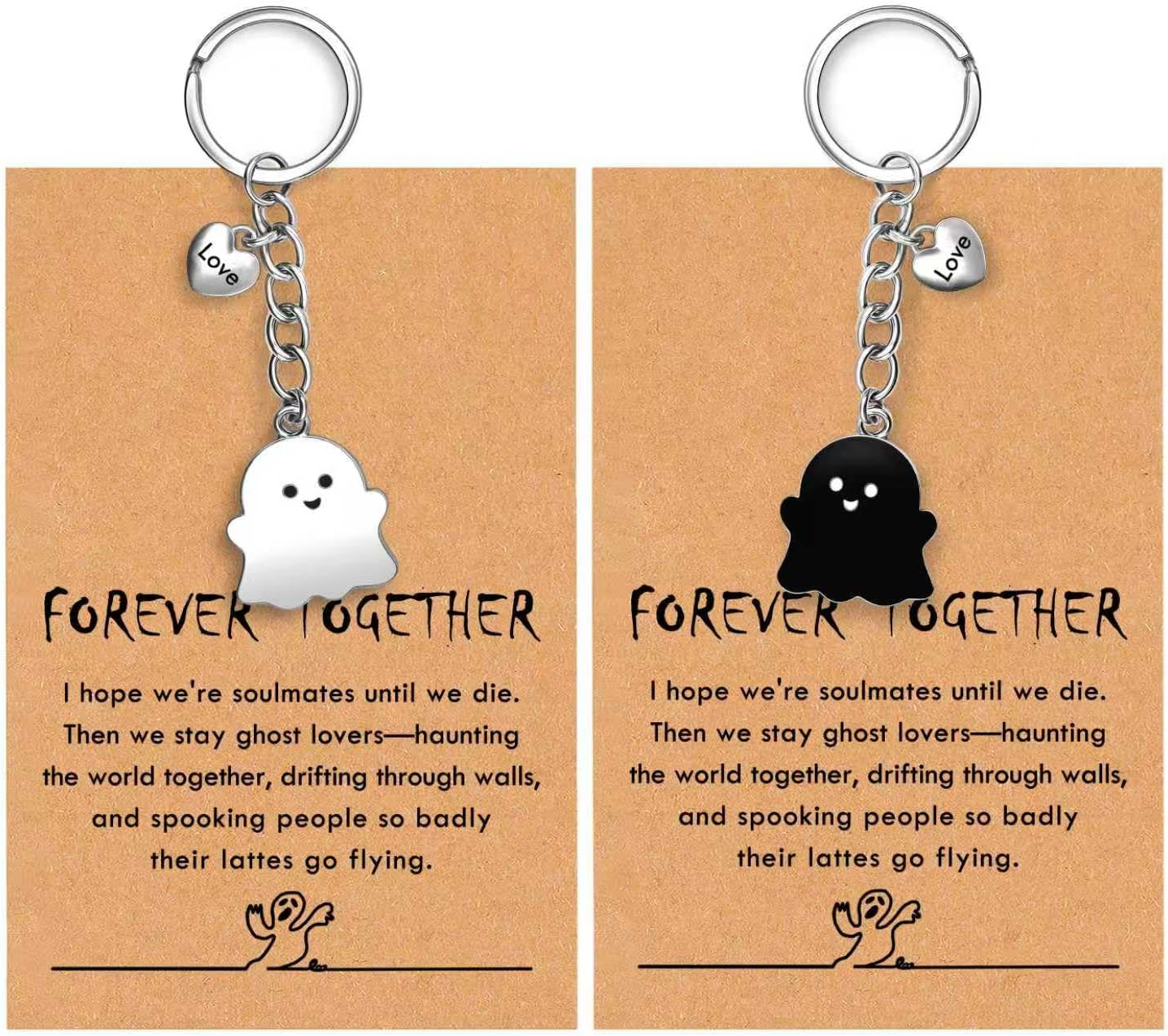 PRCOLUX Funny Ghost Keychain Gifts for Sisters Couples Halloween Keychain