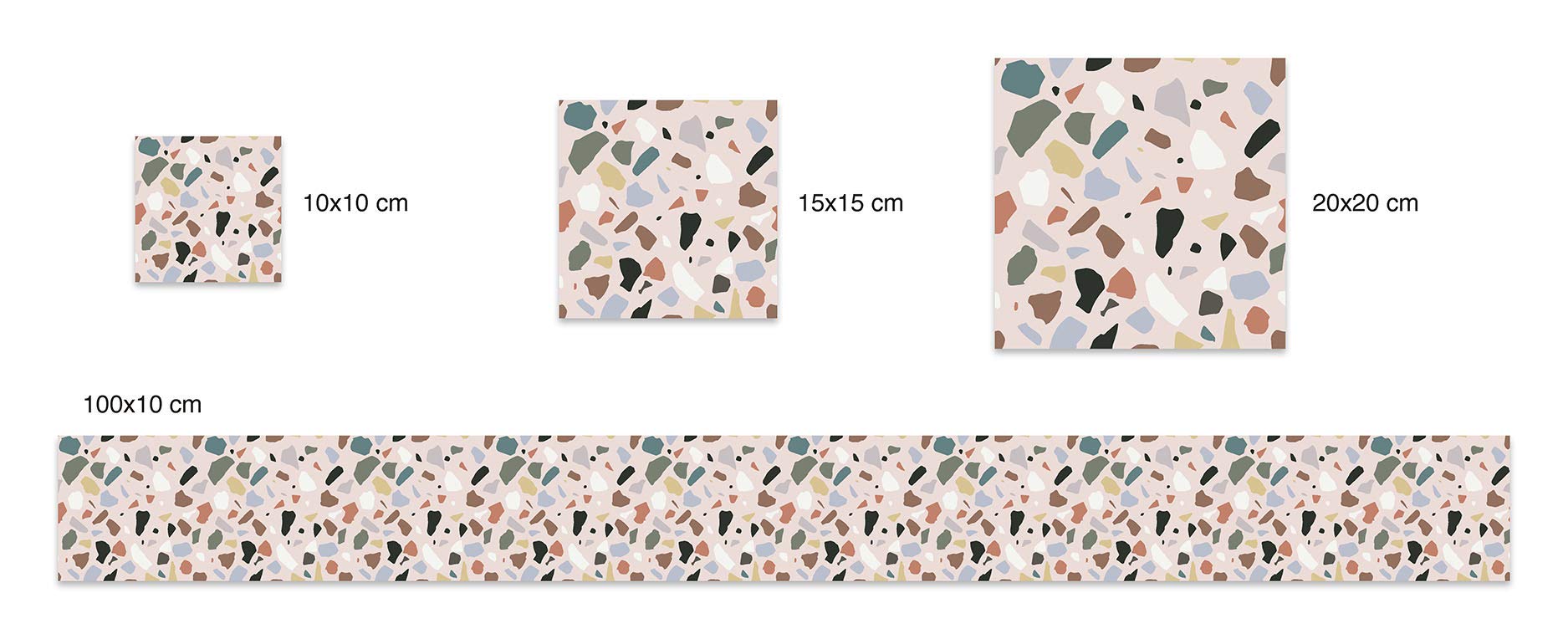 Panorama Azulejos Adhesivos Cocina Baño Pack de 24 Baldosas de 20x20cm Piedras Color Rosa - Revestimiento de Paredes - Cenefas Adhesivas