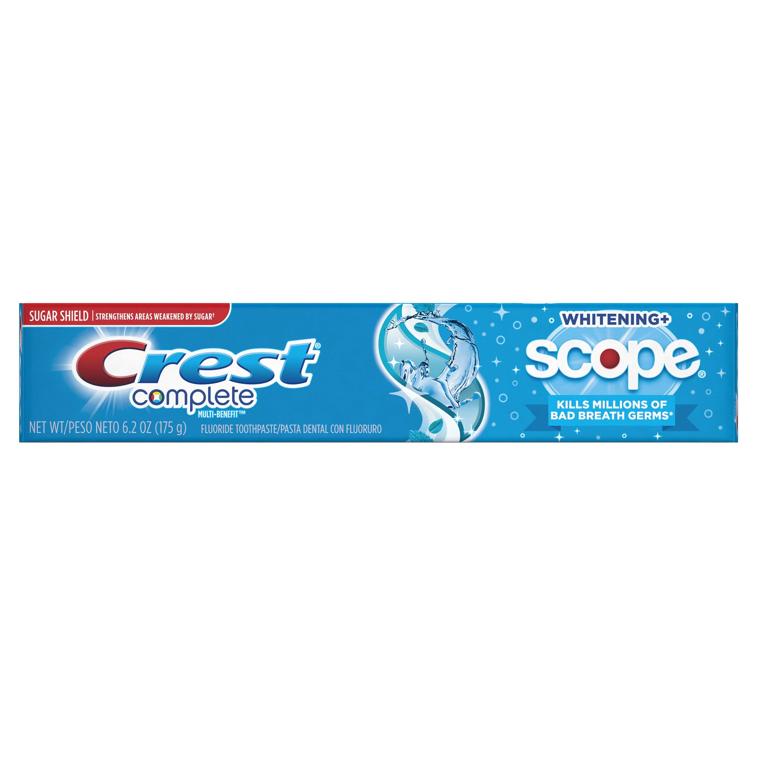 Crest Complete Whitening multibénéfices + Portée, frais Minty rayé Dentifrice, 6.2 Oz, Pack Of 6