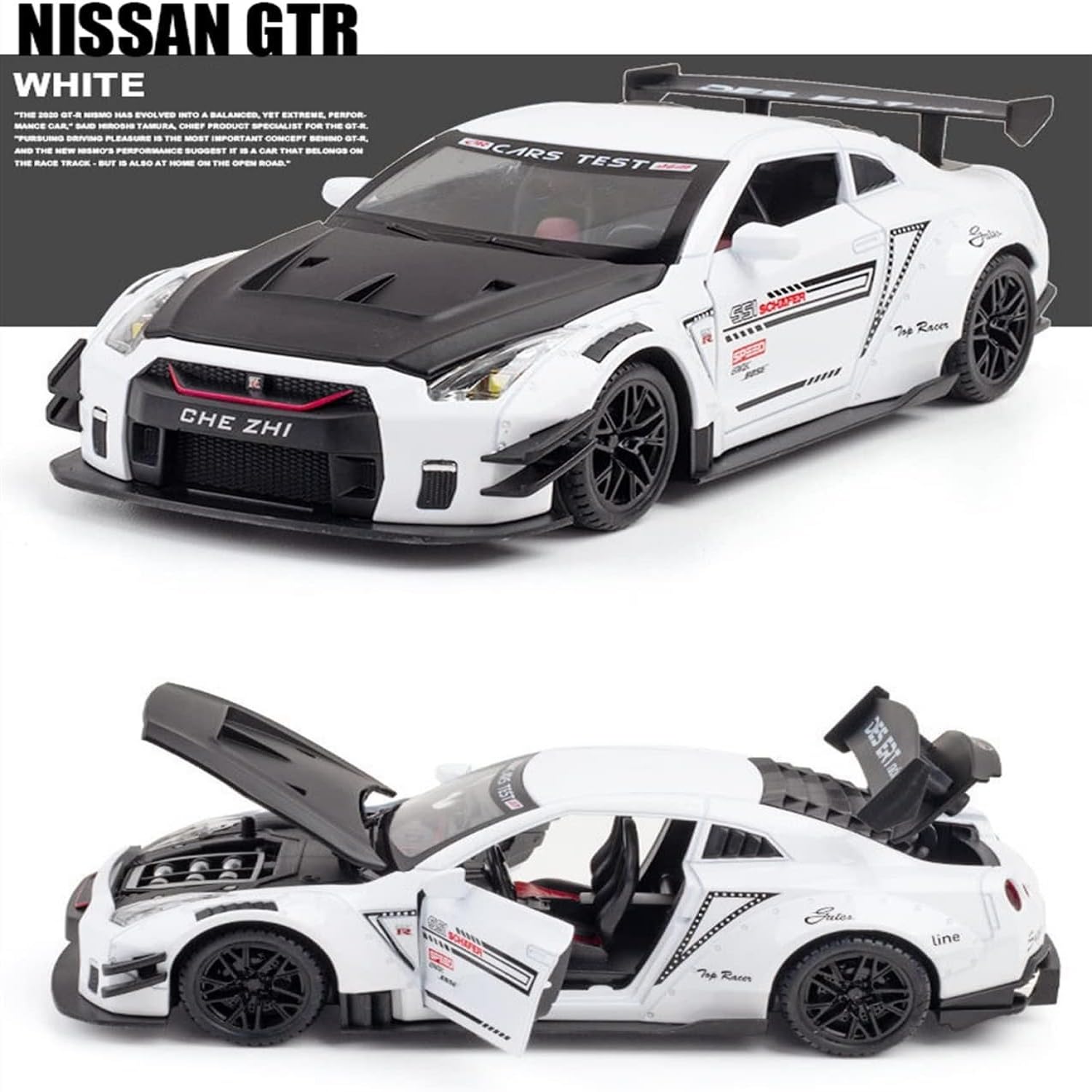 1:24 for Nissan GTR R35 Sports Car Alloy Model Car Kids Toys Car Diecasts Toy Vehicles Toy Cars Strong Pull Back Sounds 3