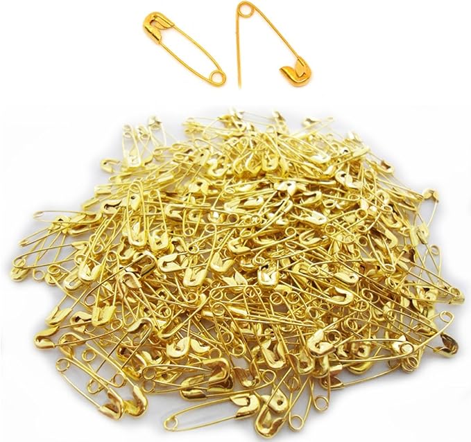 100 Safety Pins GOLD Small Mini Pins 18mm Brass Metal Sewing Art Craft Size Tiny Tag Dress Pin