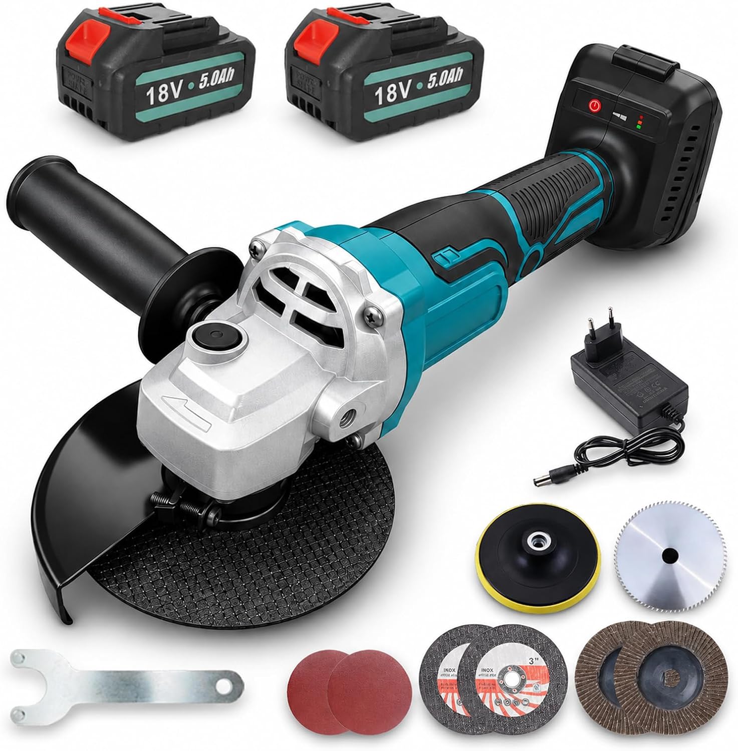 Akku Winkelschleifer Set 125mm Kompatibel mit Makita 18V Akku