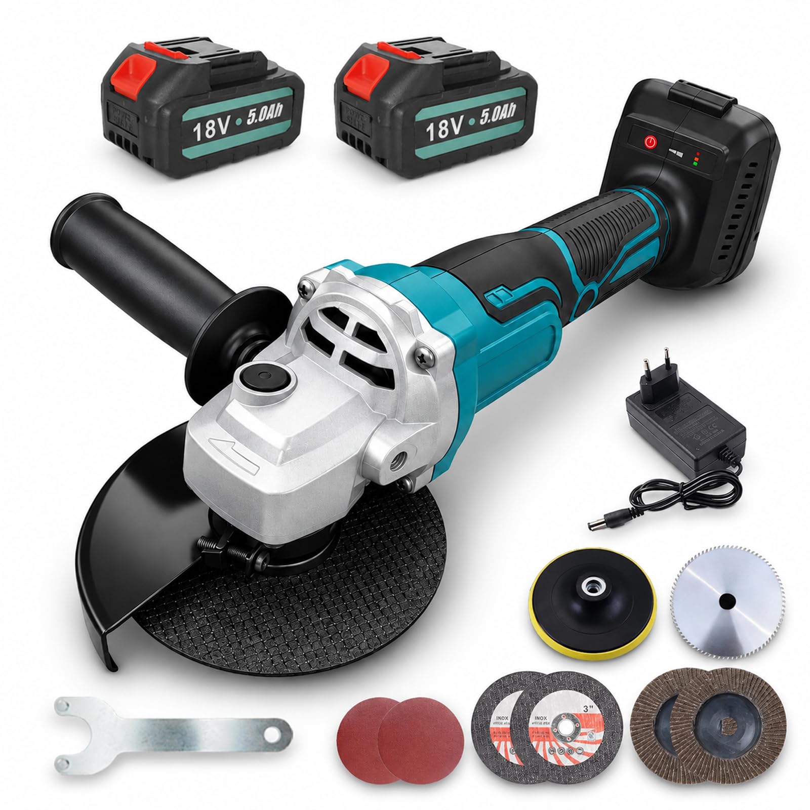 Akku Winkelschleifer Set 125mm Kompatibel mit Makita 18V Akku
