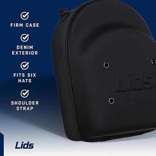 Miniatura 2 de Lids Funda de viaje para gorras, para 6 sombreros, exterior de mezclilla duradera con interior negro, almacenamiento con asa y correa de hombro