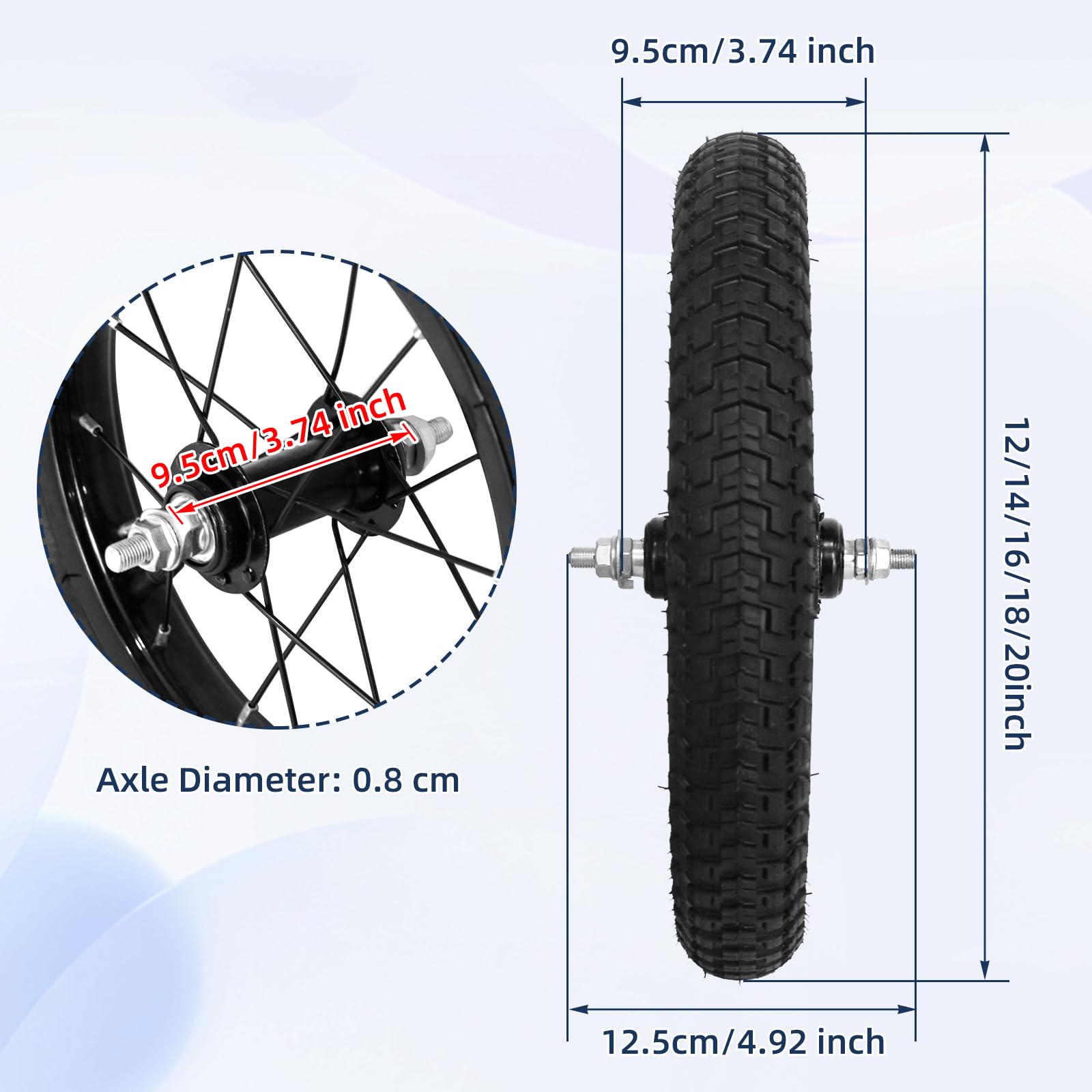 12/14/16/18/20 Zoll Fahrrad Vorderräder (16 Zoll - Schwarz)
