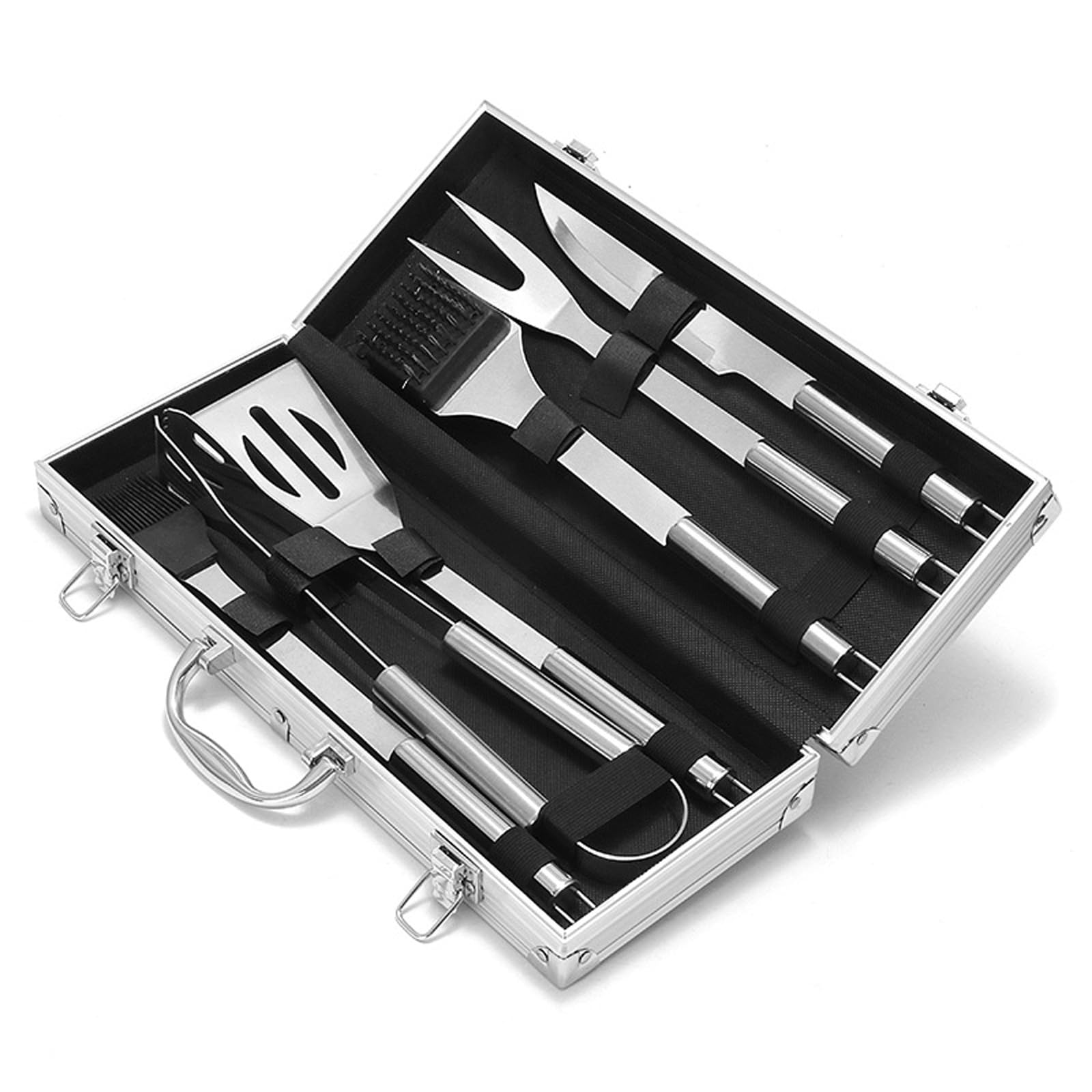 Kit Professionale BBQ con valigetta portatile set di utensili per barbecue Include: pinze per barbecue,spatola,forchetta da carne in acciaio inox Accessori per Utensili da Barbecue per Campeggio