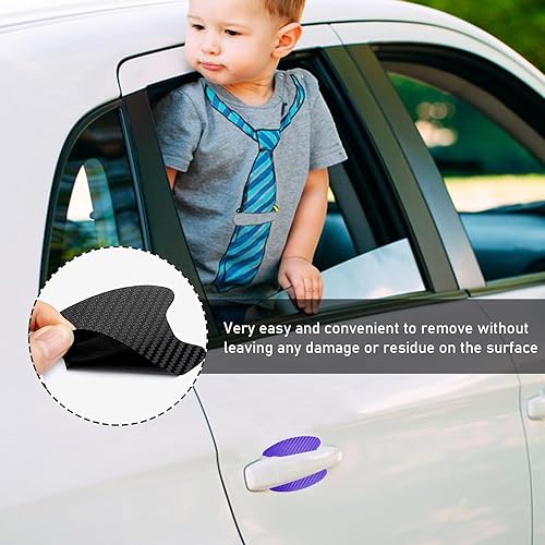 Miniatura 6 de 4 protectores contra arañazos para manijas de puerta de automóvil, textura de fibra de carbono, protector de pintura para manija lateral de puerta,