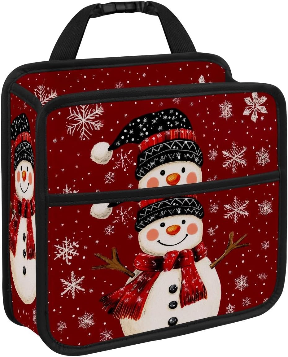 NEWzone Christmas Snowman Car Back Seat Organizer, Hanging Microfiber Leather Car Storage Bag, Compatible with Most Vehicles Interior Accessories Organizer