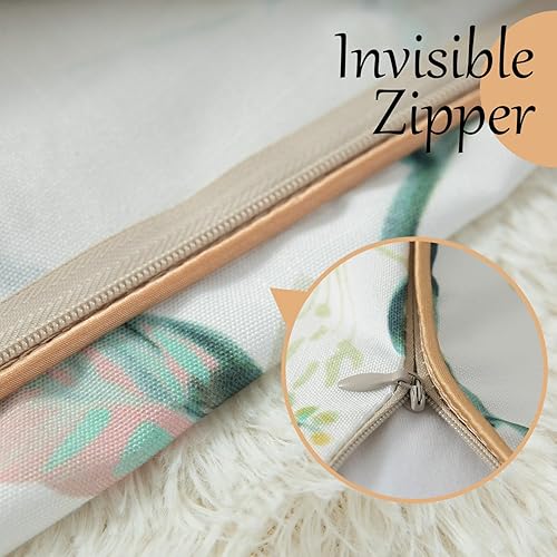 Miniatura 5 de VOGOL 1 pieza funda para cojín, patrón floral de pájaros verdes impreso para decoración rústica del hogar, funda de cojín de 45,7 x 45,7 cm para